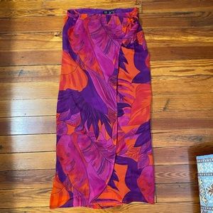 Y2K maxi wrap skirt pink purple orange print